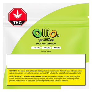 Olli O's - Sour Kiwi & Mango THC/CBG/CBD - Hybrid - 4 Pack